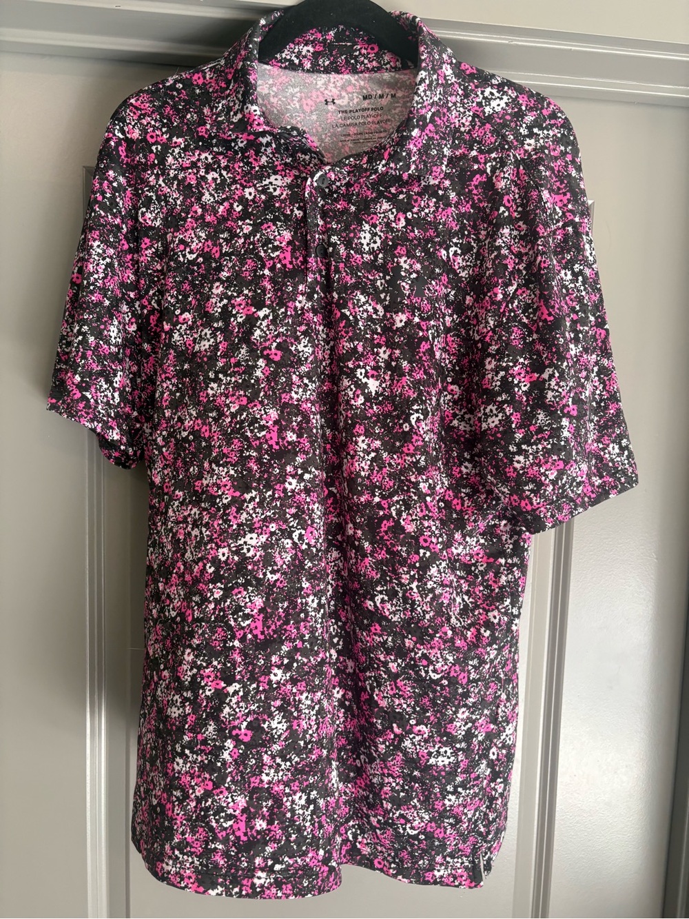 Under Armour Black Polo with Pink & White Floral Print